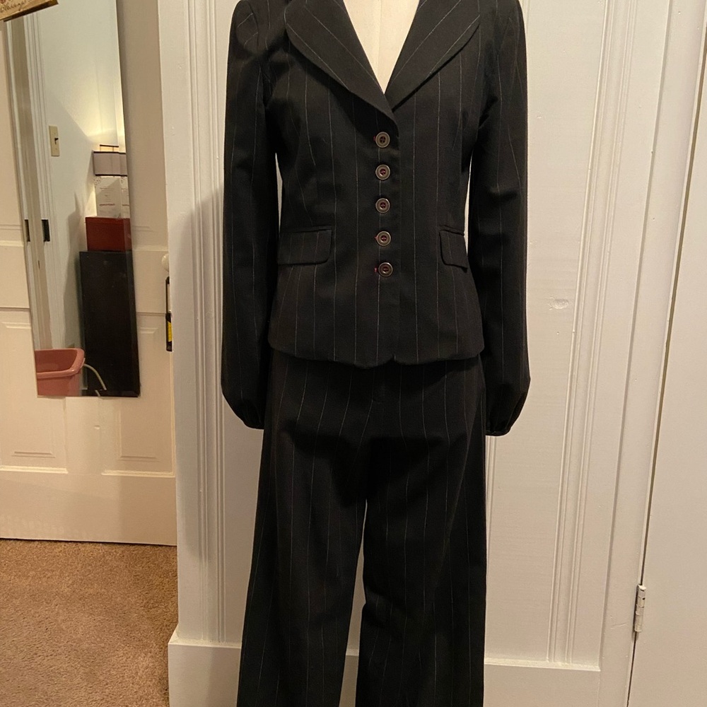Cynthia Steffe Black Pinstripe Blazer & Suit Jacket